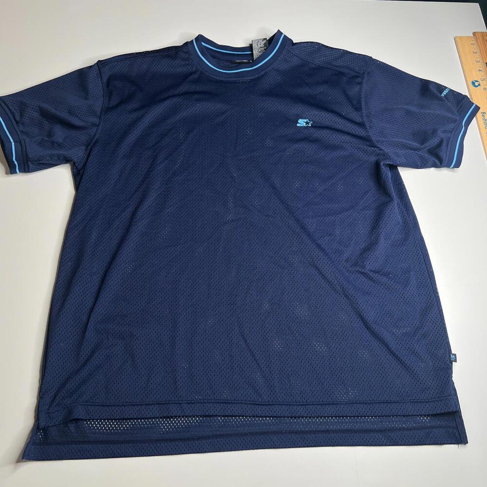 Starter Navy Blue Mesh Athletic T-Shirt‎ Men’s XL Short Sleeve Polyester Lesotho
